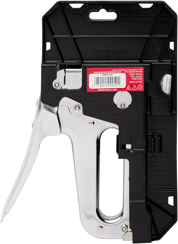 Arrow T50 Heavy Duty Staple Gun for Upholstery, Wood, Crafts, DIY and Professional Uses, Manual Stapler Uses 1/4”, 5/16”, 3/8", 1/2", or 9/16” Staples