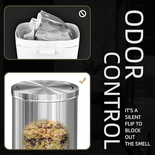 15L/4GAL Silver Stainless Steel Bathroom Garbage can, Bathroom Trash Can with Flipping Lid,Brushed Nickel Gaebage Can for Bedroom,Living Room,Office,Hotel,Shop,Restaurant (15L-Silver)