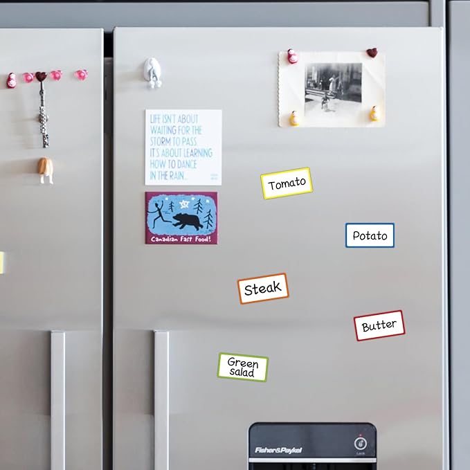 Colored Border Magnetic Dry Erase Labels 4x2 Inch, Reusable Dry Erase Magnet Labels for whiteboard,Pack of 40