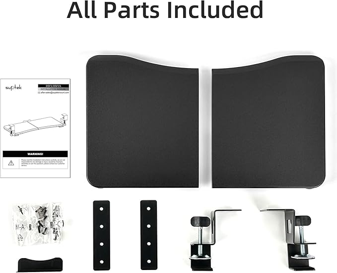 suptek Small Keyboard Tray Under Desk Pull Out with C Clamp Mount, Computer Keyboard & Mouse Tray, 20 (24.2 Including Clamps) x 11.8 inch Slide-Out Platform Computer Drawer for Typing, Black, DSF1S
