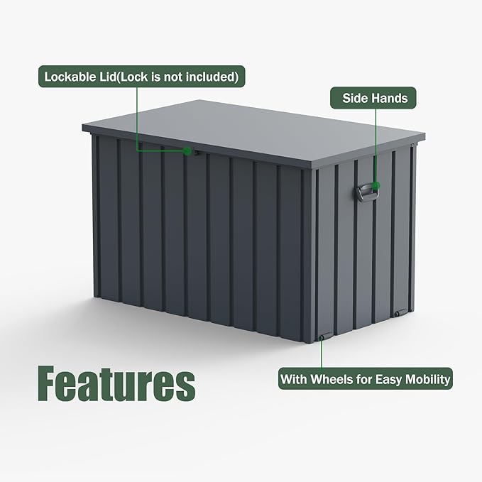 Domi Outdoor Storage Deck Box 100 Gallon, Outdoor Deck Box with Waterproof Storage Bag for Outside Cushions, Garden Tools and Pools Equipment, Gray