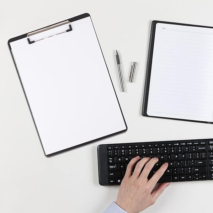 2 Pack Clipboards 8.5x11, Plastic Clipboards,Black Clipboard,Letter Size,Paper Clips,Nursing Clipboard,Paper Clip Holder,Document Holder,Writing Board with Ruler, A4 Letter Size for Offices School