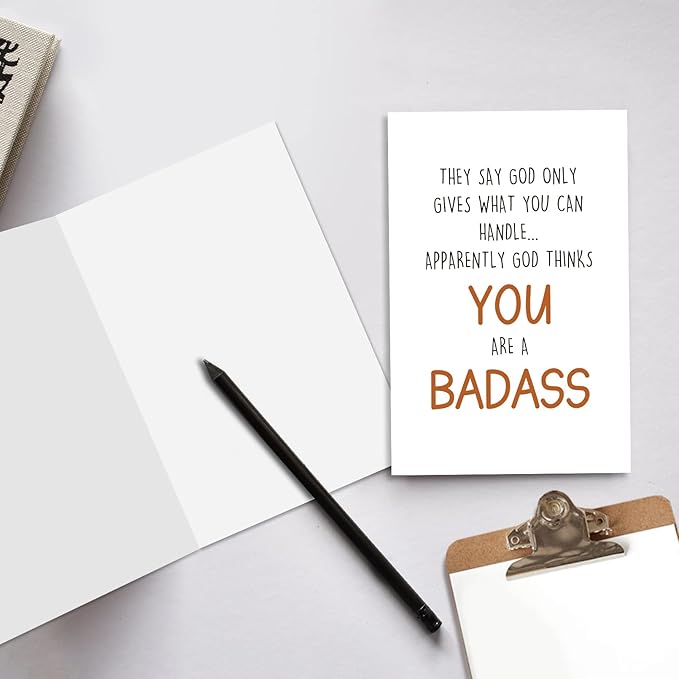 Ogeby Funny Get Well Card Gift for Him Her, Humor Encouragement Card, They Say God Only Gives What You Can Handle