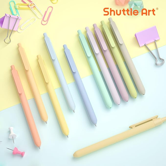 Shuttle Art Retractable Mild Gel Ink Pens - 22 Pack, Black Ink, Cute Fine Point Pens for Writing, Journaling & Notes