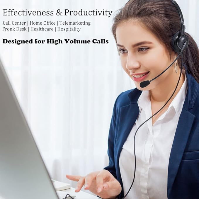 MKJ Cisco Headset Noise Canceling Wired Headphones with Microphone Corded RJ9 Telephone Headset for Cisco Office Phones CP-7821 7940 7942G 7945G 7961G 7962G 7965G 7971G 7975G 8865 9951