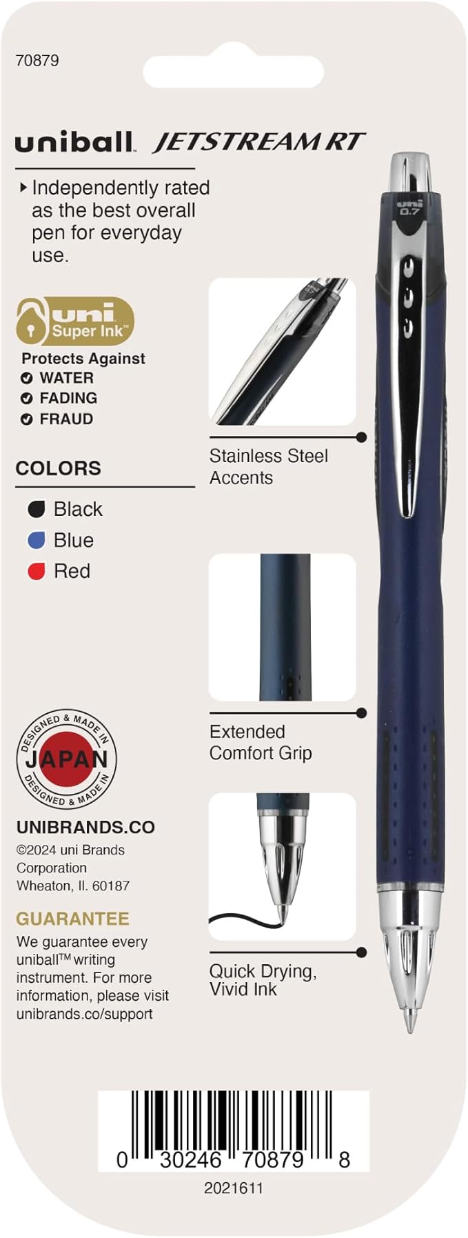 Uni-Ball Jetstream RT 3 Pack, 0.7mm - Black, Blue and Red Ballpoint Pens - Wirecutter Best Pen, School Pens, Ballpoint Ink Pens - Ballpoint Pen, Colored Pens, School Supplies, Smooth Writing Pens
