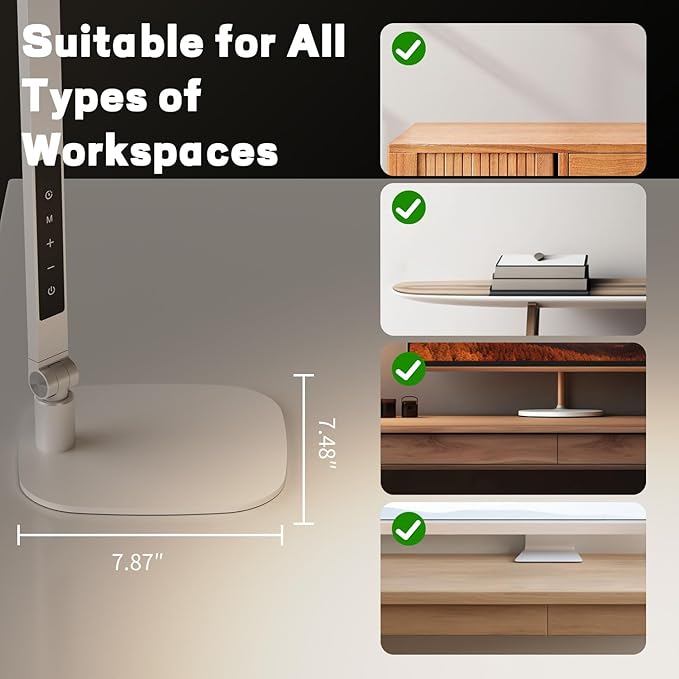 LED Desk Lamp for Home Office, Desk Light for Video Call, 3 Color Temperature 10 Brightness Computer Light, Dimmable Led Desk Light with Memory & Timer Func, Metal Swing Arm Architect Desk Lamp White