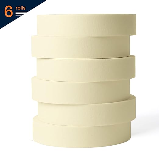 General Purpose Masking Tape 0.94 Inches x 60 Yards, Beige White Painters Tape for Painting, Labeling, DIY Arts Crafts, Home Office School Projects, 6 Rolls