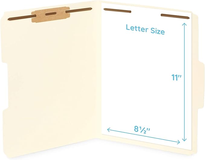 50 Manila Fastener File Folders - 1/3 Cut Reinforced Tab - Durable 2 Prongs Bonded Fastener Designed to Organize Standard Medical Files, Law Client Files, Office Reports - Letter Size, Manila, 50 Pack