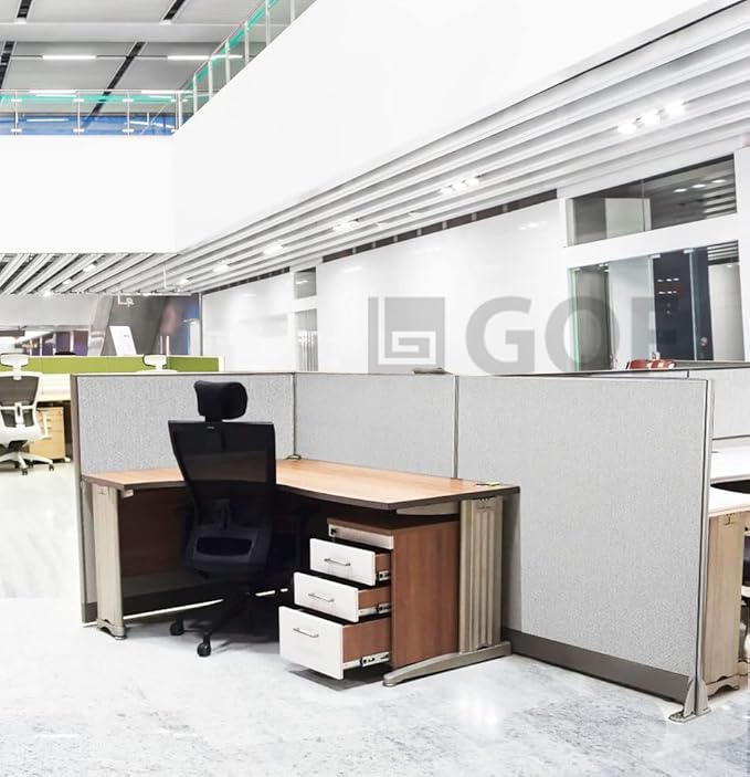 GOF Freestanding L Shaped Office Partition, Large Fabric Room Divider Panel, 36" D x 96" W x 48" H