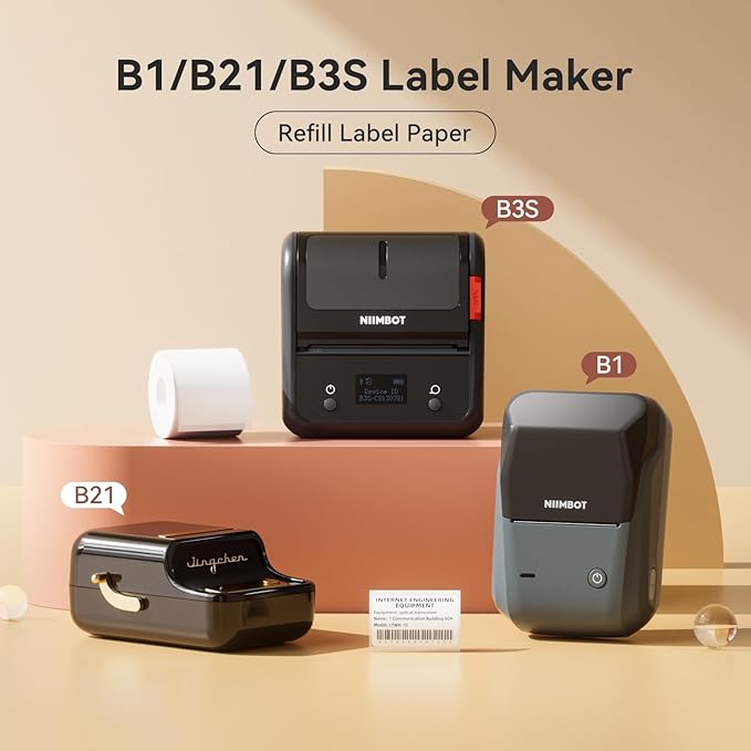NIIMBOT Labels for B1/B21/B3S Lable Printer, 2" x 1.18" (50×30 mm) Waterproof Sticker Paper Shipping Address Labeling Replacement with Self-Adhesive - 1 Roll of 230pcs (White)