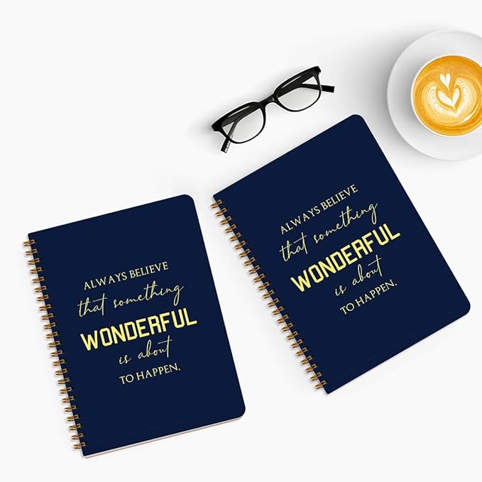 2Pcs Spiral Notebook, Eccolo Journal Notebook, 160 Pages Hardcover Notebooks Journals for Writing Travel Business Office, Christian Aesthetic Notebooks for Women Inspirational Gifts