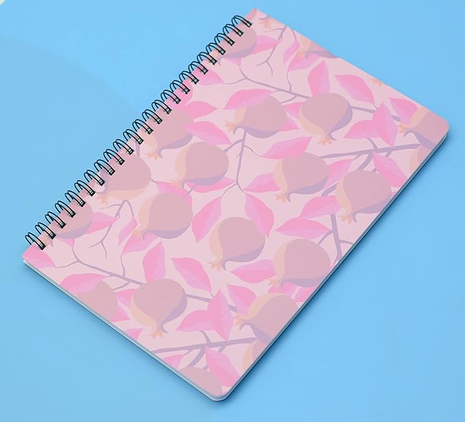 Yansanido Spiral Notebook, 4 Pcs A5 Thick Leaves Design Hardcover 8mm Ruled 4 Color 80 Sheets -160 Pages Journals for Study and Notes (Leaves)