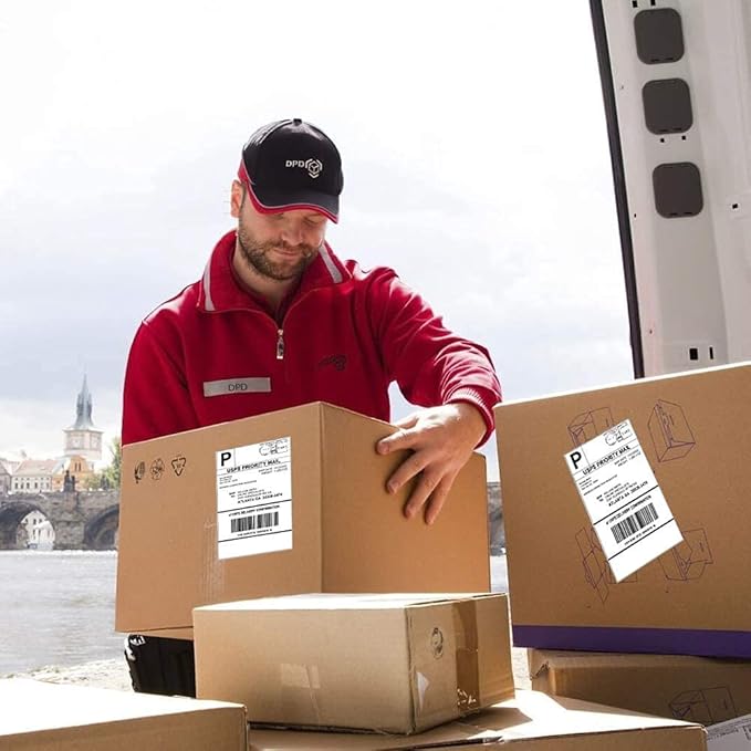 4 x 6 Thermal Shipping Labels, 12000 Fanfold Labels for FedEx Shipping Label, Competible with Direct Thermal Label Printer (12 Stack- 12000 Paper)