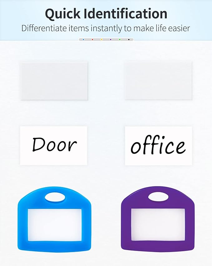 Uniclife 24 Pcs Key Cap Tags 1 Inch Key Covers Protectors with Blank Paper Labels and Clear Windows Soft Key Identifiers for Standard Regular Thin Flat House Keys (Not for Odd-Shaped Keys), 6 Colors