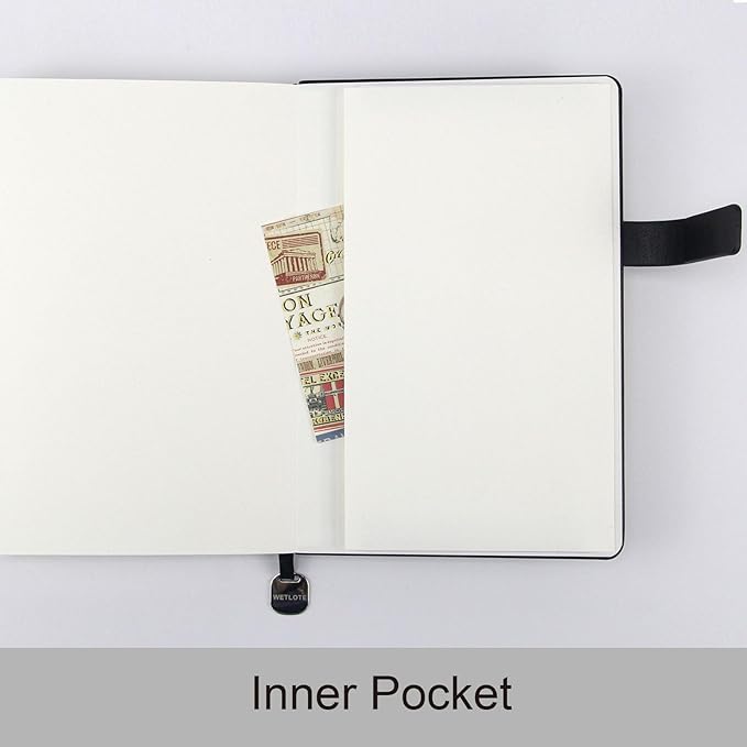 A5 Hard Cover Notebook with Pen Holder, Gold Edges & 180° Lay Flat - Large 5x8.25 Lined, Bookmark, Gift Box - Durable Journal for Office, Study, Travel - Writers, Students (Light Purple)