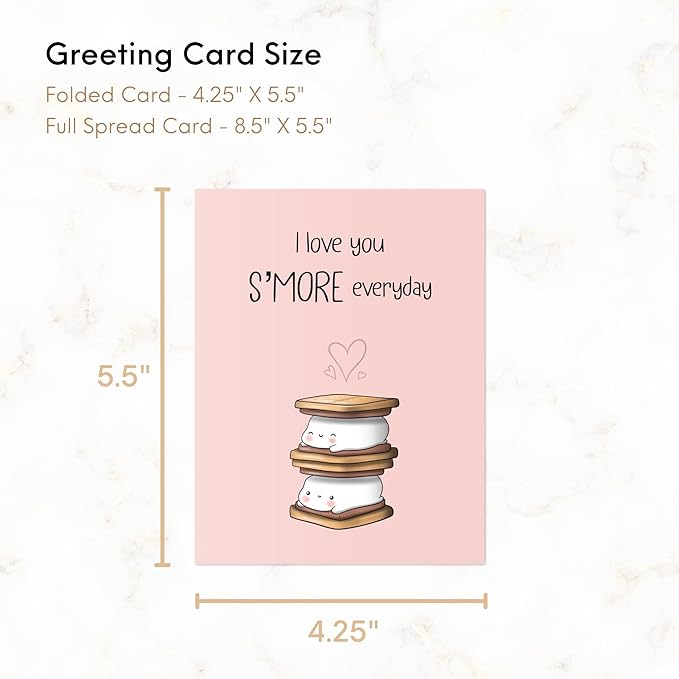 ALY LOU Anniversary Card for Her Him/Girlfriend Wife/Husband Boyfriend, Friendship Thank You Birthday Kawaii Greeting Card (I Love You S'more ...)