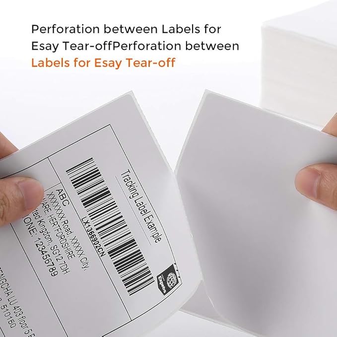 MFLABEL Fanfold 4" x 6" Direct Thermal Labels White Perforated Shipping Labels (4 Stacks)