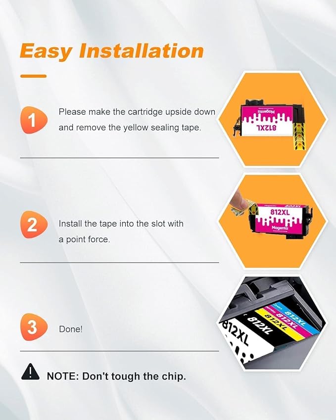 812XL Ink Cartridge Epson Remanufactured Replacement for Epson 812 812XL Ink Cartridges Combo Pack for Epson 812 XL T812XL Work for Workforce Pro WF-7840 WF-7820 WF-7310 EC-C7000 Printer(4 Pack)