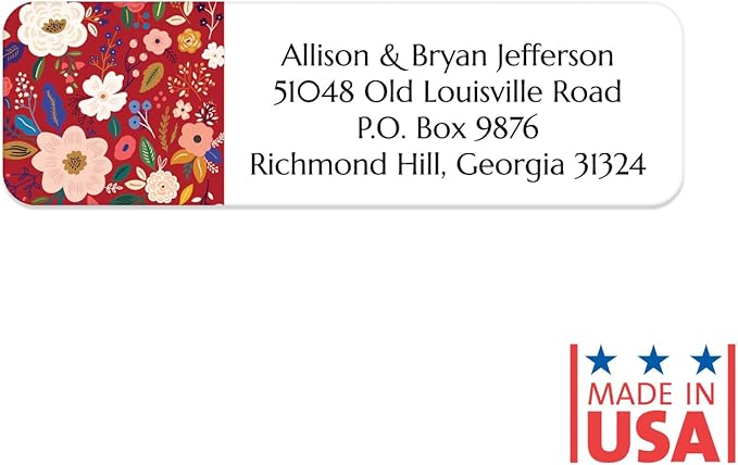 Multi-Floral Print Rolled Address Labels / 500 Personalized Return Address Labels/Designer Address Stickers in Elegant Plastic Dispenser
