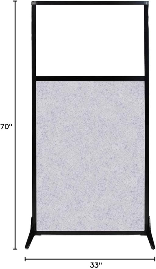 Versare Office Workstation Screen | Portable Wall Divider | Modern Cubicle | Freestanding Privacy Screen | Flexible Work Space | 1 Panel | 33" Wide x 70" Tall Marble Gray SoundSorb Panels with Window