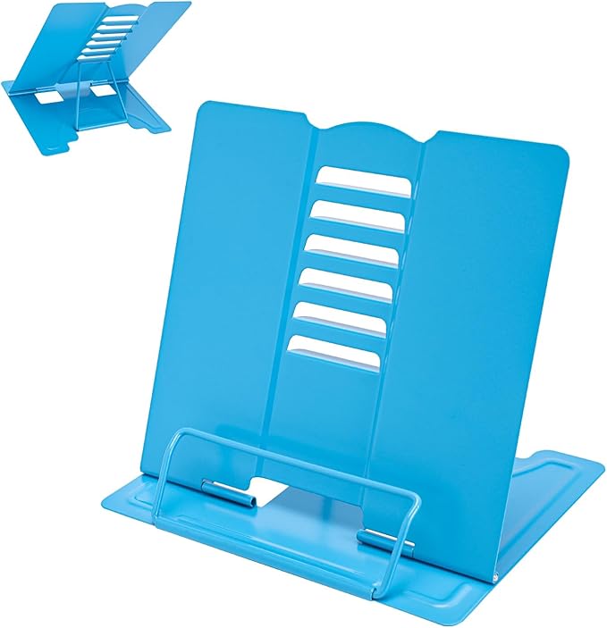 Camelmother Metal Book Stand Book Holder Book Stand for Reading Adjustable Book Holder for Reading (Sky Blue)
