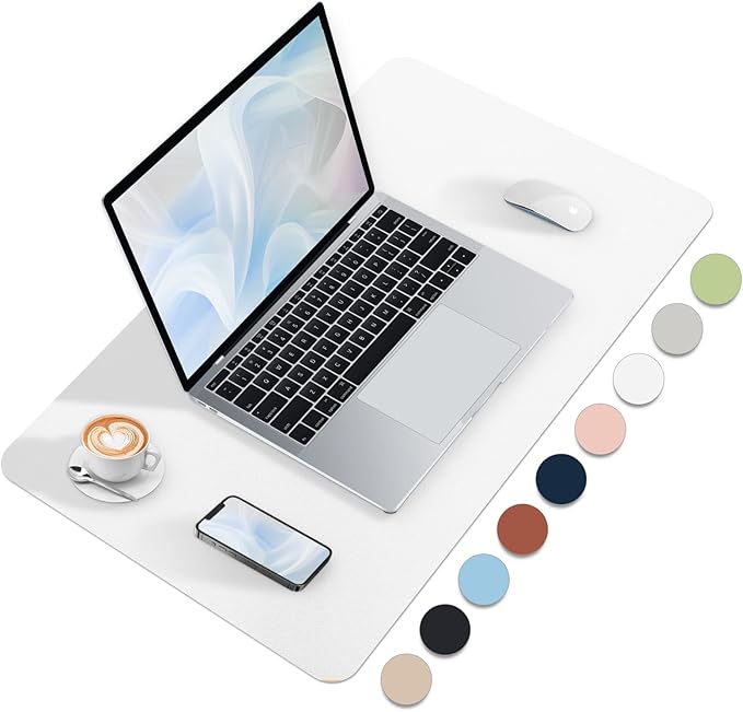 Bloss White Desk Mat, Mouse Pad, Waterproof Leather Desk Pad, Desk Matt for Desktop, Non-Slip Ccomputer Desk Protecor Mat for Office/Home (27.6 x 13.8 Inches)