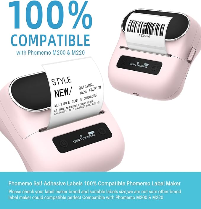 Phomemo M220/M250/M200/M221/M260 Thermal Label,Multi-Purpose White Self-Adhesive Label Sticker, 2.75" X 3.14" (70 * 80mm),Suitable for Address, Shipping, Small Business and More, 3 Rolls