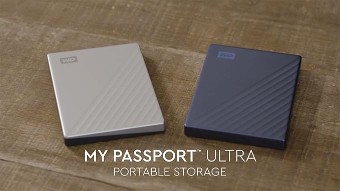 WD 2TB My Passport Ultra, Blue, Portable External Hard Drive, backup software with defense against ransomware, and password protection, USB-C and USB 3.1 - WDBC3C0020BBL-WESN