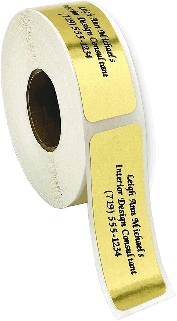 Personalized Return Address Labels, Roll of 250 Gold Foil Self-Adhesive Labels Without Dispenser, Customize with Name & Shipping Address, Colorful Images