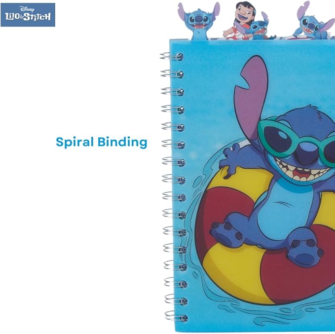Innovative Designs Disney Lilo and Stitch Tab Journal Notebook, Spiral Bound, 96 Lined Pages, 8 x 7 inches, Blue