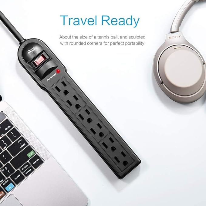 KMC 6-Outlet Surge Protector Power Strip 6 Pack