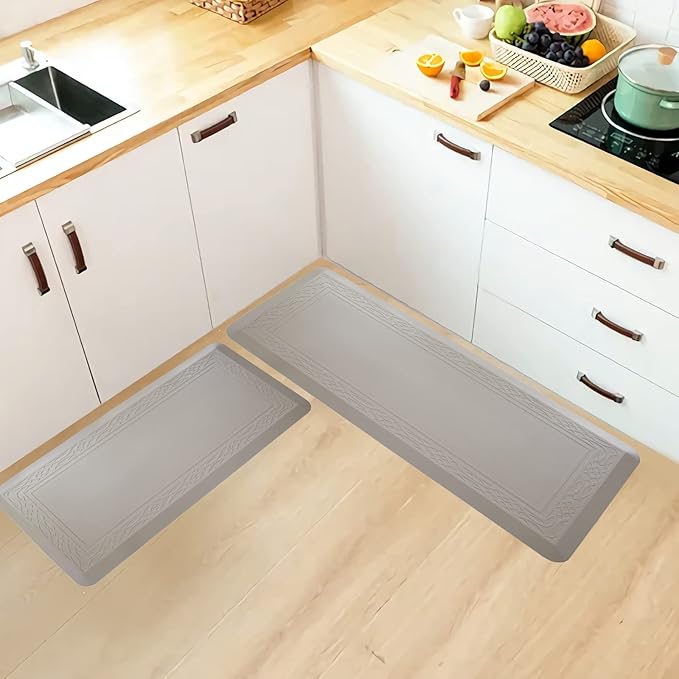 24 x 60 Inch Extra Support Anti Fatigue Comfort Kitchen Mat, Waterproof Long Kitchen Runner, Non-Slip Standing Desk Mat, Commercial Pads for Offices, Home, Garages (Bordeaux Cabblestone, 24'' x 60'')