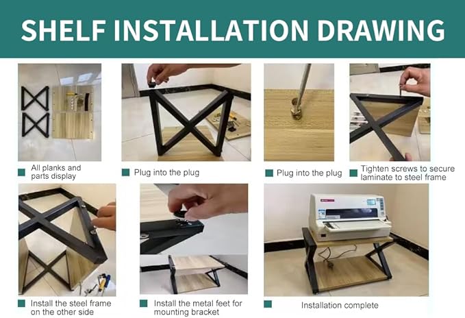 Desktop Printer Stand,2-Tier Desk Space Organizer for Home Office,Storing Heavy Duty Fax Machine, Scanner,Black