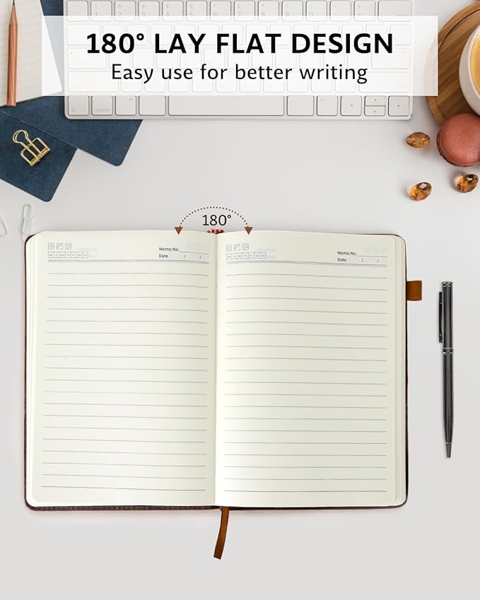 Leather Notebook Journal with Pen, A5 Lined Hardcover Notebook with Magnetic Closure, 240 Pages Daily Journal for Men Women, Ruled Journal Notebooks for Work, Writing, Note Taking - Brown