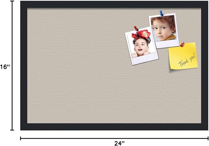 PinPix 24x16 Inch Cork Bulletin Board. This Decorative Framed Pin Board Comes with Desert Pastel Design and a Satin Black Frame. Ideal for Home Office Decor or Message Board (PinPix-1815)