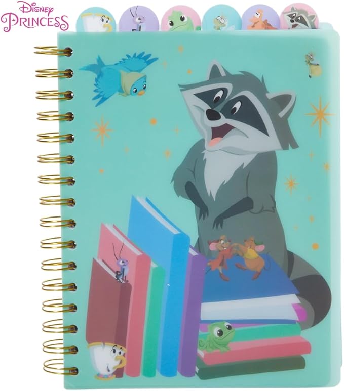 Innovative Designs Disney Princess Journal Notebook, Spiral Bound, 144 Lined Pages, 8 x 7 inches, Light Green, Disney Princess Movie Characters
