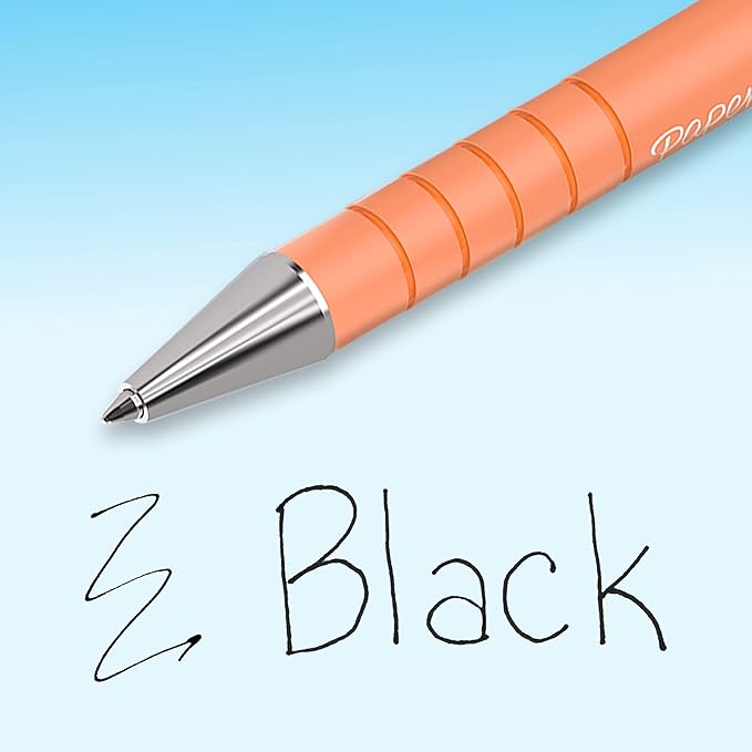 Paper Mate FlexGrip Ultra Ballpoint Pens, Made from Recycled Plastic Materials, Assorted Barrel Colors, Medium Point (1.0mm), Black, 12 Count