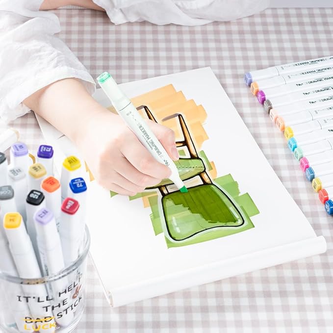 TRANSON Alcohol Markers for Drawing Coloring 24 Colors Dual-tip Brush and Chisel Tips