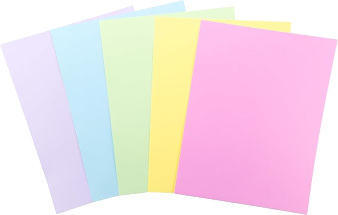Cardstock 8.5 x 11 Paper Pack - 65lb Smooth Card Stock for Crafts, Cardmaking, Printers - 100 Scrapbook Sheets, 5 Assorted Colors - Double Sided with Solid Core, Pastel