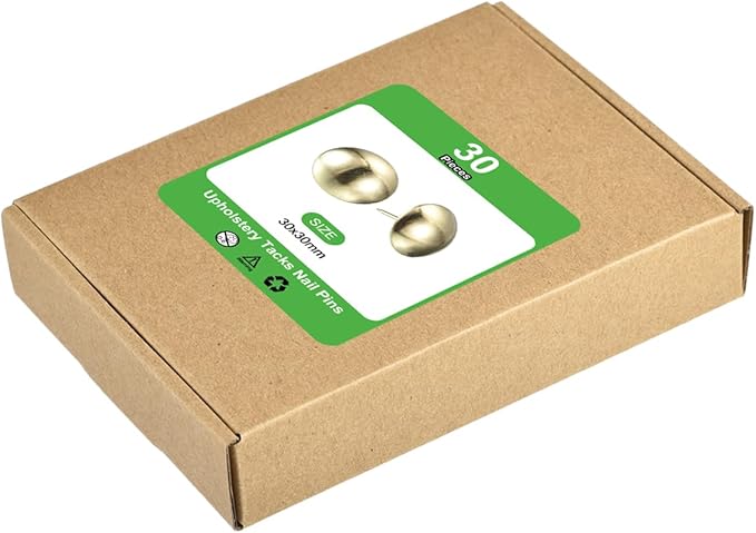 uxcell Upholstery Tacks Nail Pins Furniture, 30Pcs 30x30mm Thumb Tack Pins Assortment Kit Carbon Steel for Home Sofa DIY Decorative Nail Heads Nails, Gold