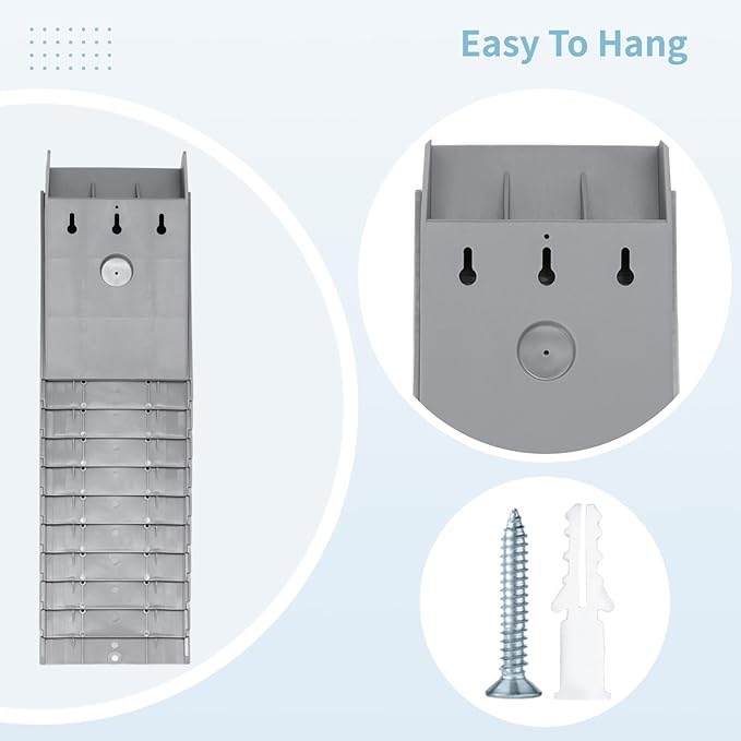 Time Card Holder, 10-Slot Attendance Card Rack, Easy to Hang, Retractable Time Card Wall Holder Rack with Number Labels 01-10