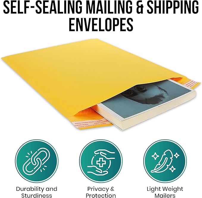 Levex - #0000 4" x 6" [100 Pack) Kraft Bubble Mailers, Padded Envelope Mailers, Packing Envelope & Mailing Bags for Shipping