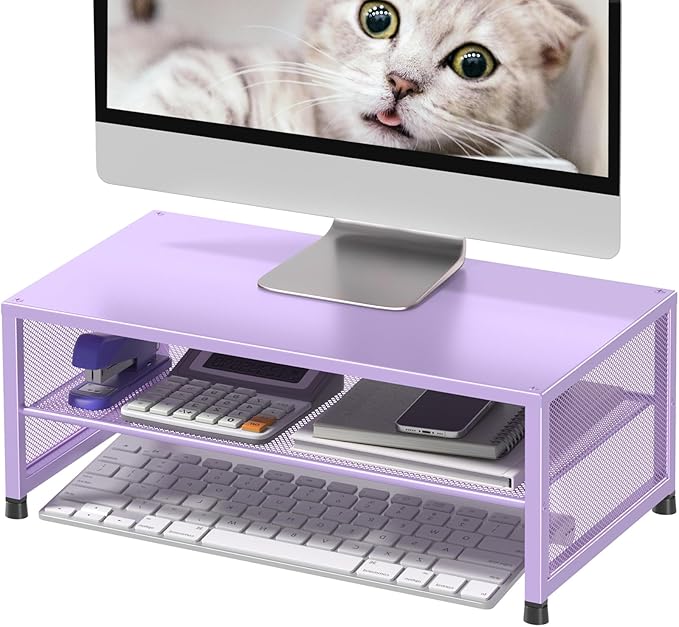 Computer Monitor Stand Riser, Desk Organizers and Accessories, Printer & Laptop Stand, Office Desk Accessories & Desktop Workspace Organizers for Office Supplies (Purple)