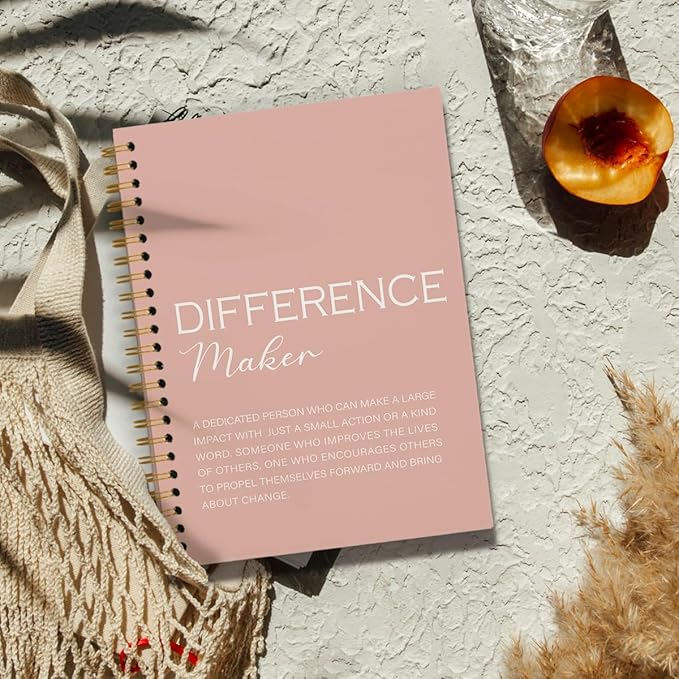 Difference Maker Gift, Difference Maker Definition Spiral Notebook Journal, Motivational Notebooks, Thank You Gifts for Women Men Teacher Coworkers, Hardcover Spiral Notebook 5.5x8.3(Pink)