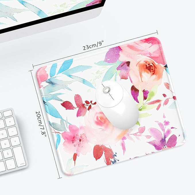 eulps Mouse Pad with Stitched Edge, Multiple Patterns Computer Mouse Pads with Non-Slip Rubber Base, Washable Cloth Mousepad, for Gaming, Laptop, PC (Pastel Bloom)