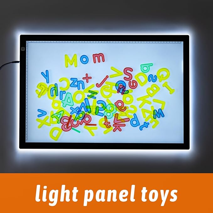 66 Pcs Plastic Letters and Numbers – Light Table Manipulatives Set for Alphabet Learning, Math Basics, and Color Recognition