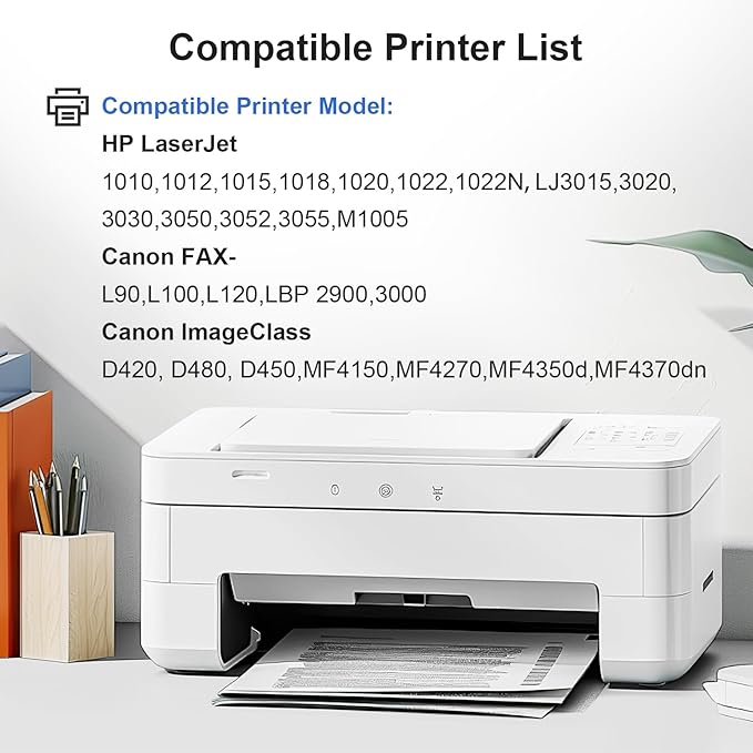 12A Black Toner
2-Pack Q2612A High-Yield Compatible Toner Cartridge for HP M1005 M1319f 1010 1012 1015 1018 1020 Plus 1022 1022n 1022nw 3015 3020 3030 3050 3050z 3052 3055 Printer