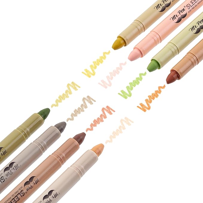 Mr. Pen Bible Highlighters, Vintage Colors, 8 Pack, Non Bleeding, Gel Pen Highlighter