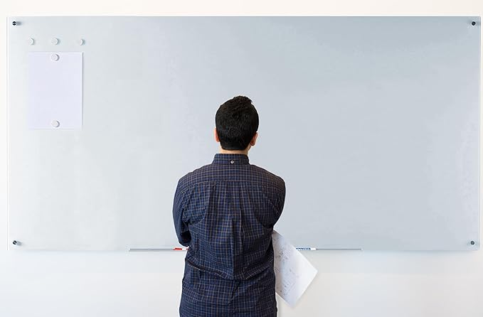 Audio-Visual Direct Magnetic White Glass Dry-Erase Board Set - 6' x 4' - Includes Magnets, Hardware & Marker Tray